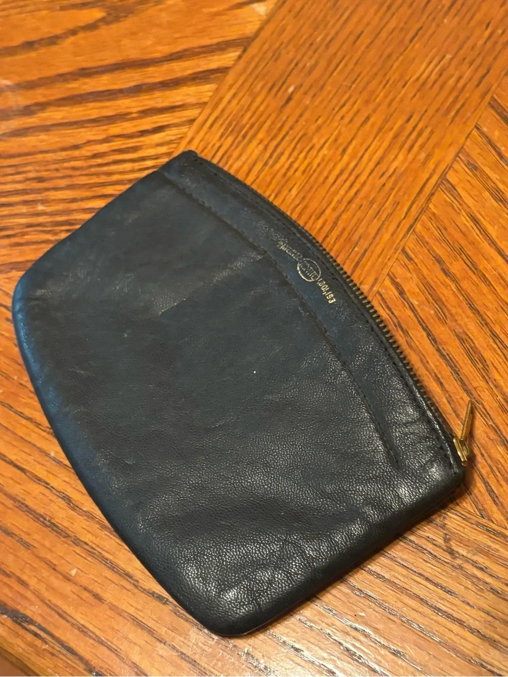 Vintage Black Capeskin Leather Zipper Pouch / Coin Purse